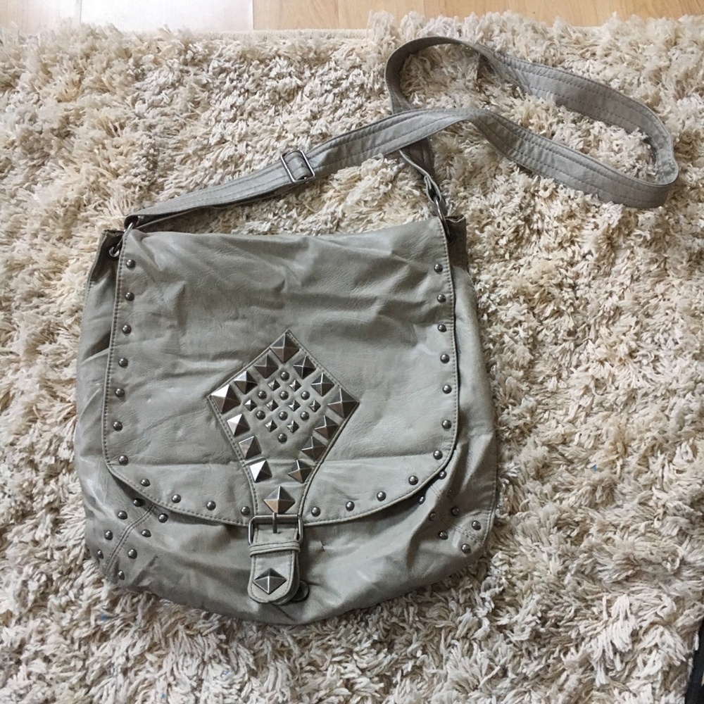 Cream studded crossbody bag
